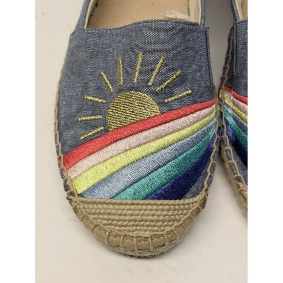 Joules Chambry Espadrilles Shoes Women’s Size 7 Flats Blue Canvas Jute Toe Cap - Picture 2 of 11